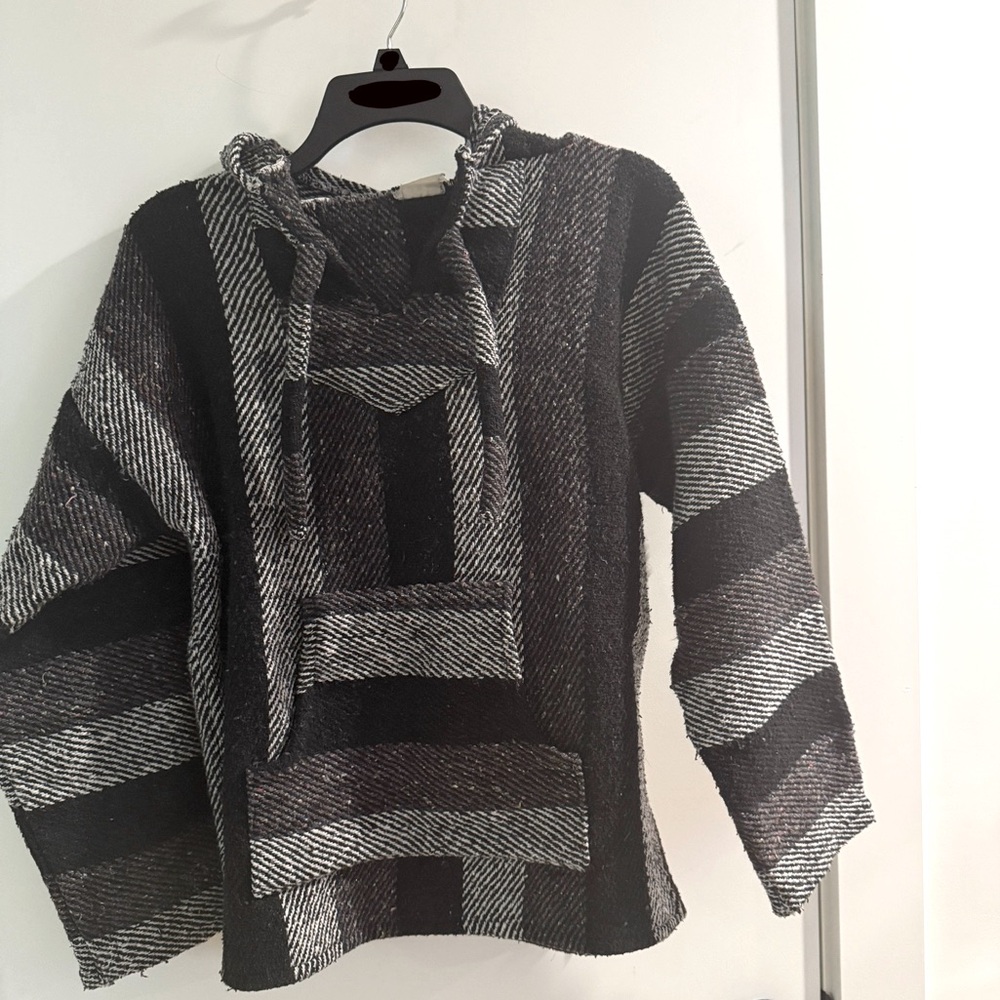 Black and White Striped Hoodie
